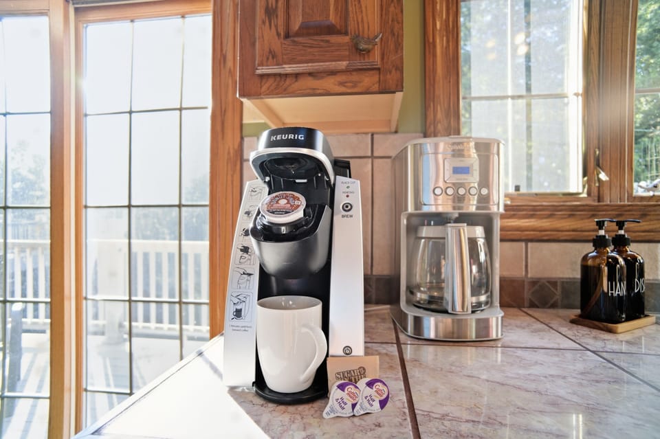 How do you like your coffee?  No need to choose here with a Keurig and drip coffee pot.  Short stay? Use our provided K-Cups, creamer pods and sugar for your stay