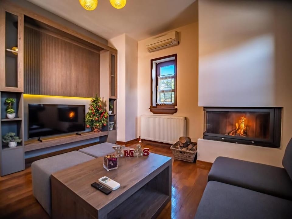 Elegant Living Area with Fireplace and Relaxing Sofa