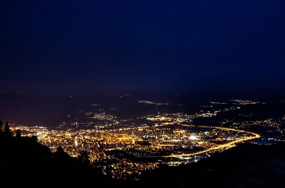 Panoramic Views of Plataria by night 