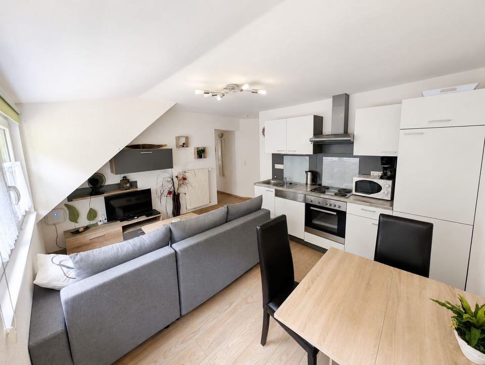 Standard Apartment, Kitchen, Garden View | Living area | 32-inch Smart TV with satellite channels