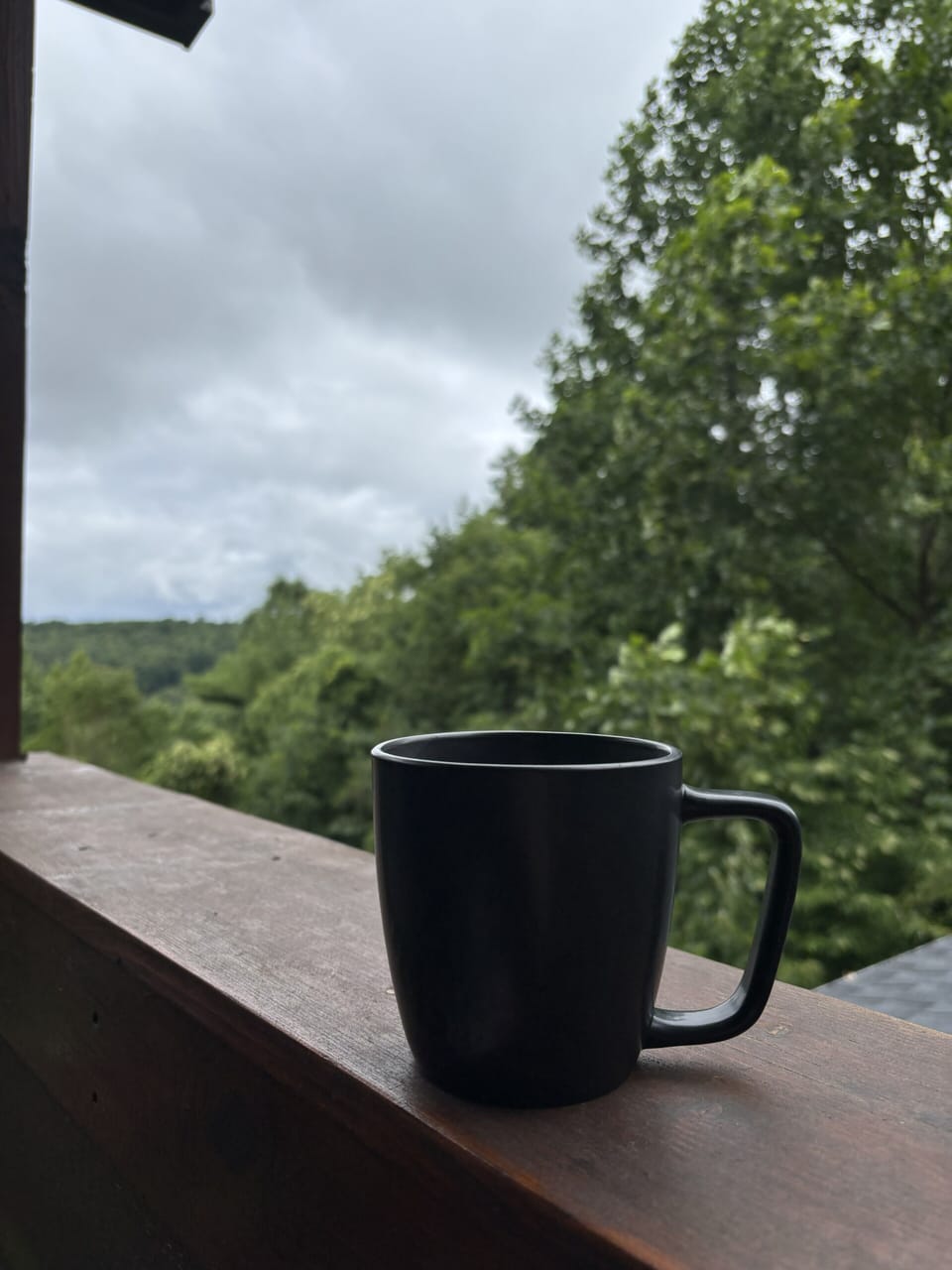 Slow mornings begin with coffee and mountain silence.