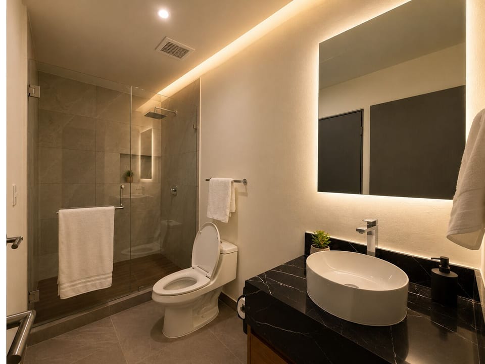 Suite, Balcony, City View | Bathroom | Free toiletries, hair dryer, towels, soap