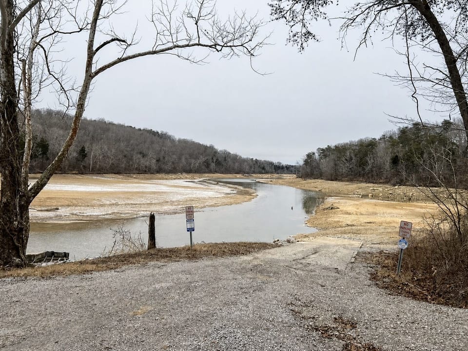 Nearby public boat ramp during winter-pool conditions