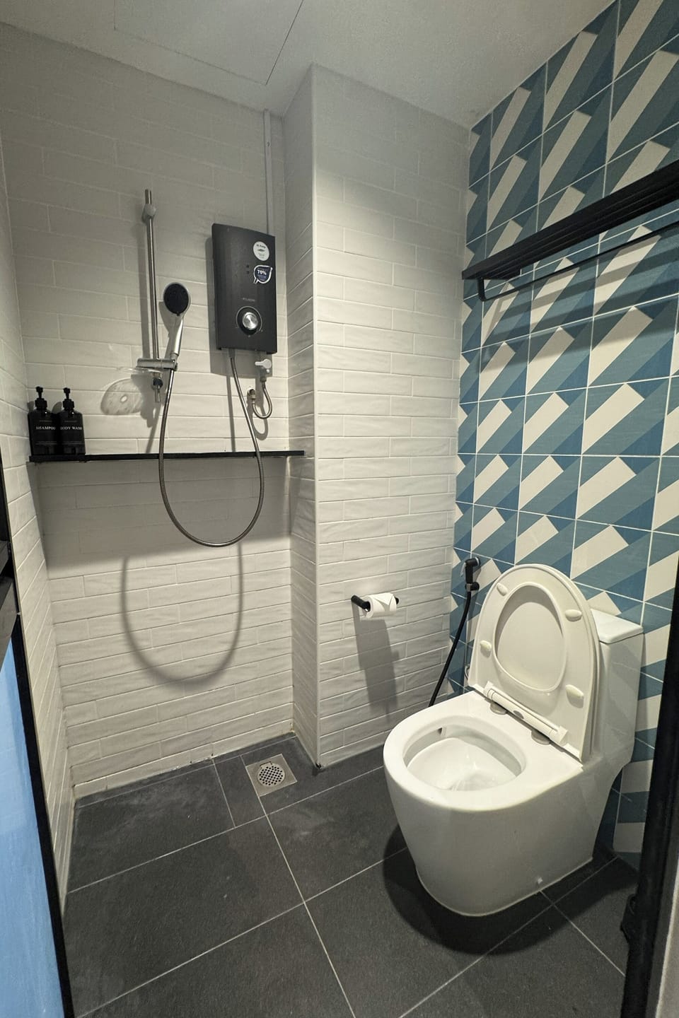 Shower, hair dryer (on request), towels