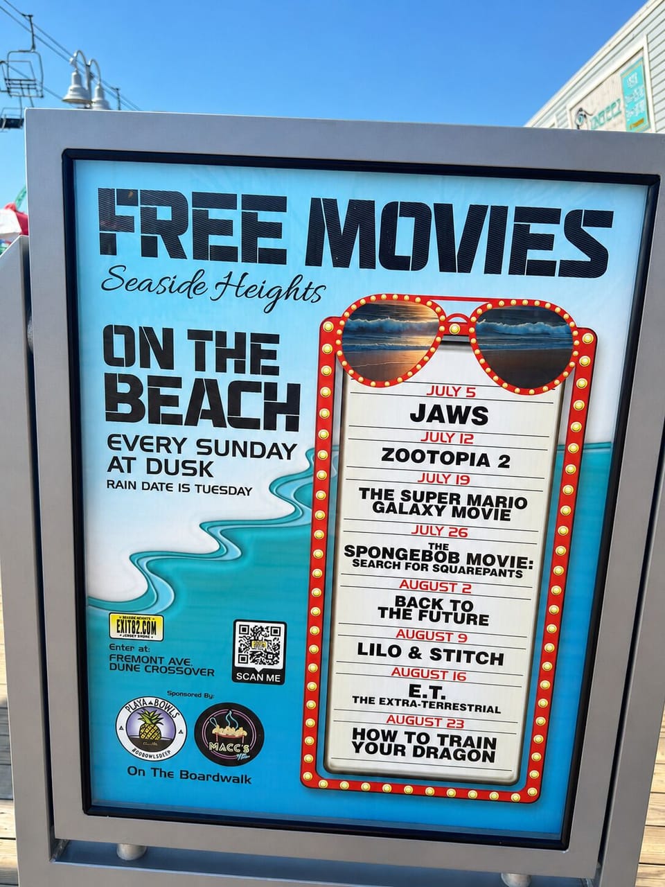 Free Sunday beach movies in Seaside Heights—family fun at dusk