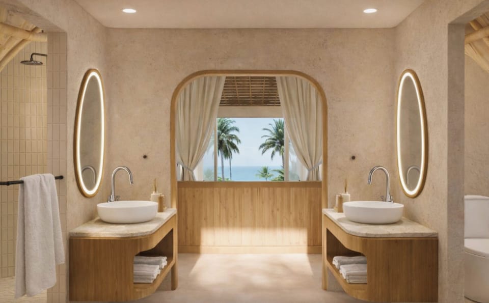 Villa, Sea View | Bathroom | Shower, free toiletries, hair dryer, bathrobes