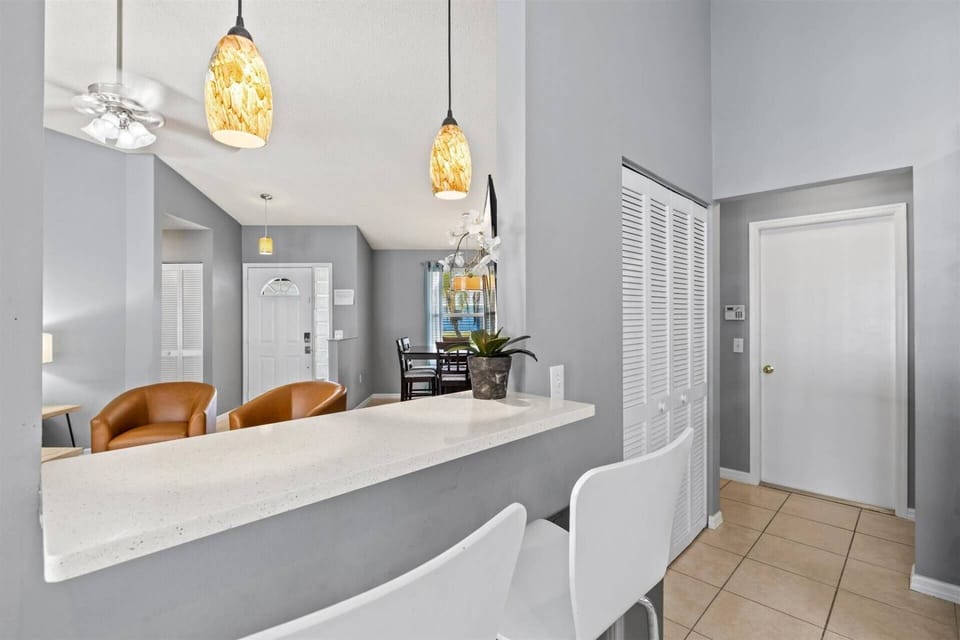 kitchen pass-through counter to living area