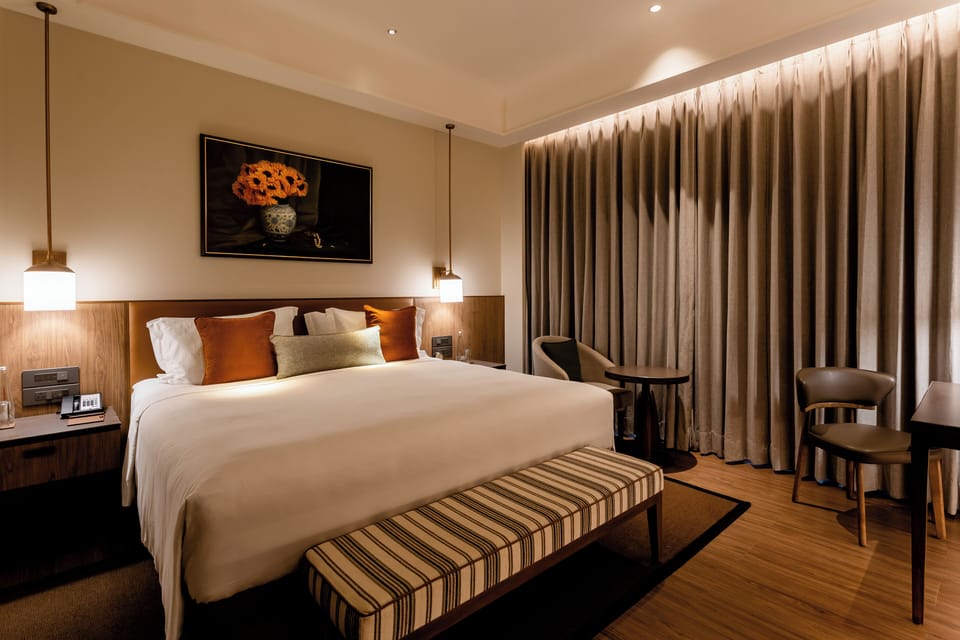In-room safe, desk, laptop workspace, blackout drapes