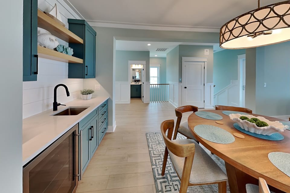 Dining Area + Wet Bar w/Beverage Fridge