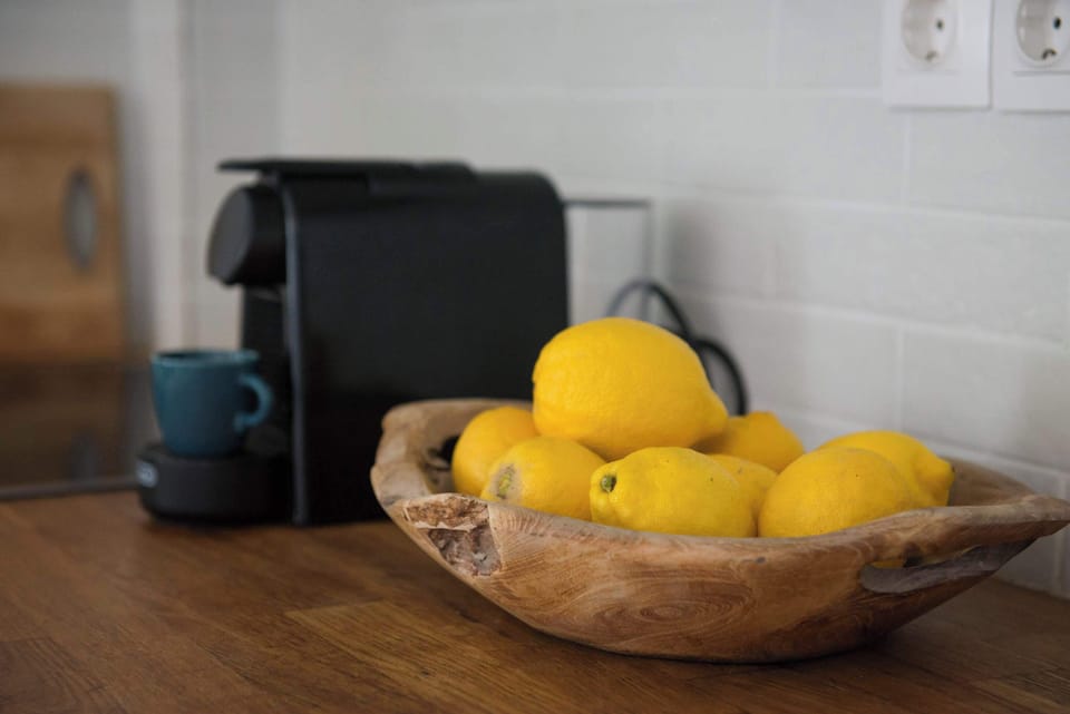 Apollonas - Coffee corner with coffee machine fresh lemons, and useful touches for your stay.