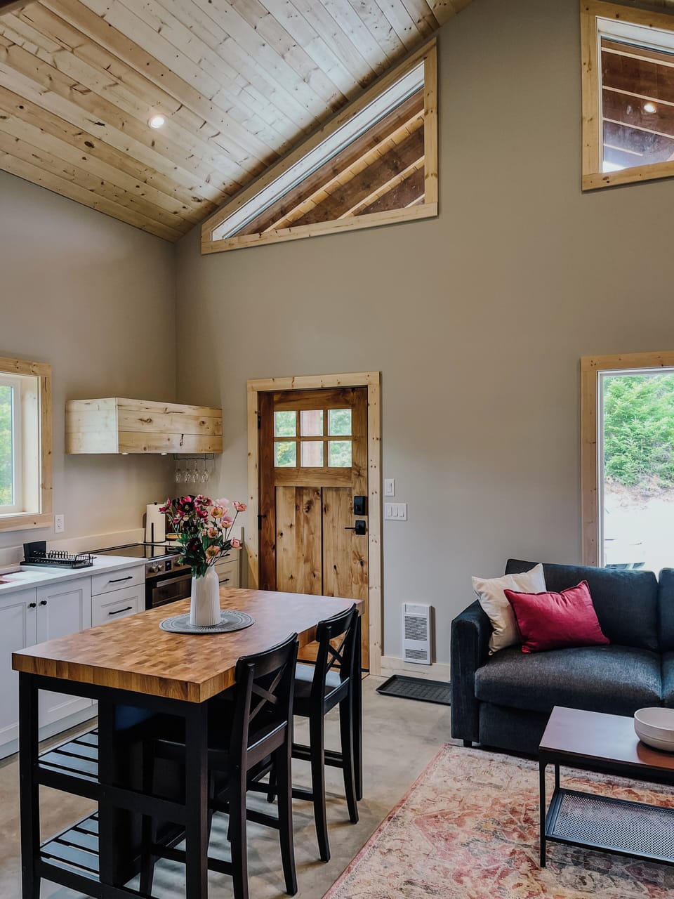 Vaulted ceilings with lots of windows give a spacious, open feeling