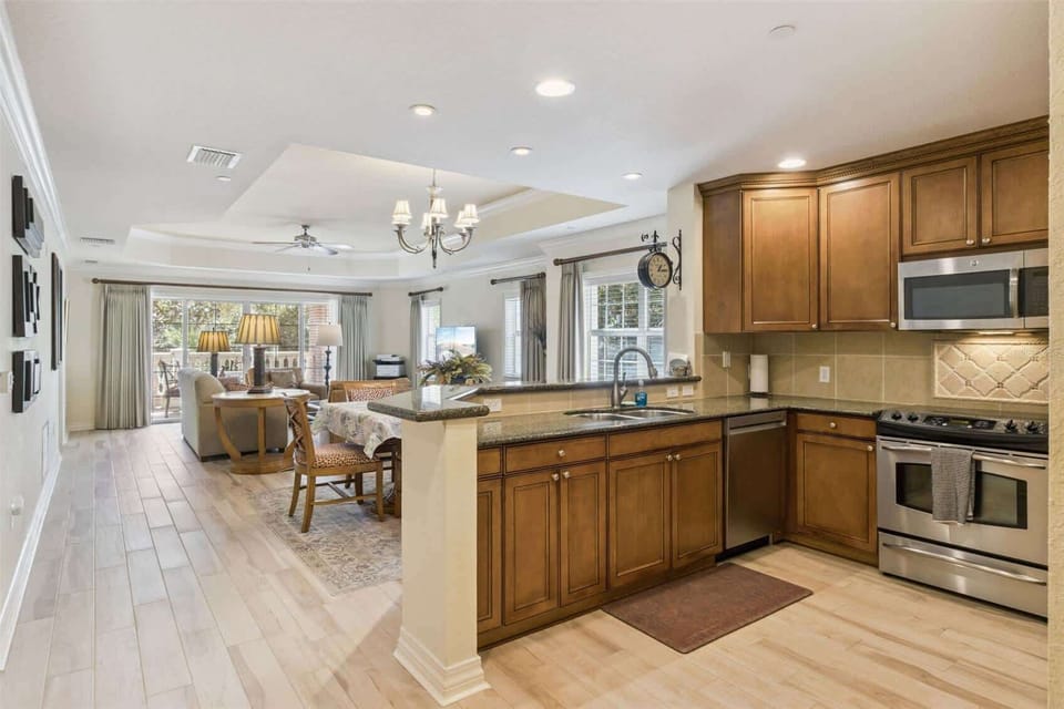 The fully equipped kitchen makes everything from quick breakfasts before Disney to family dinners at home easy and convenient.
