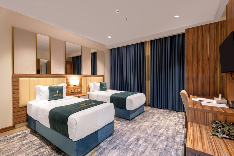 In-room safe, desk, laptop workspace, blackout drapes