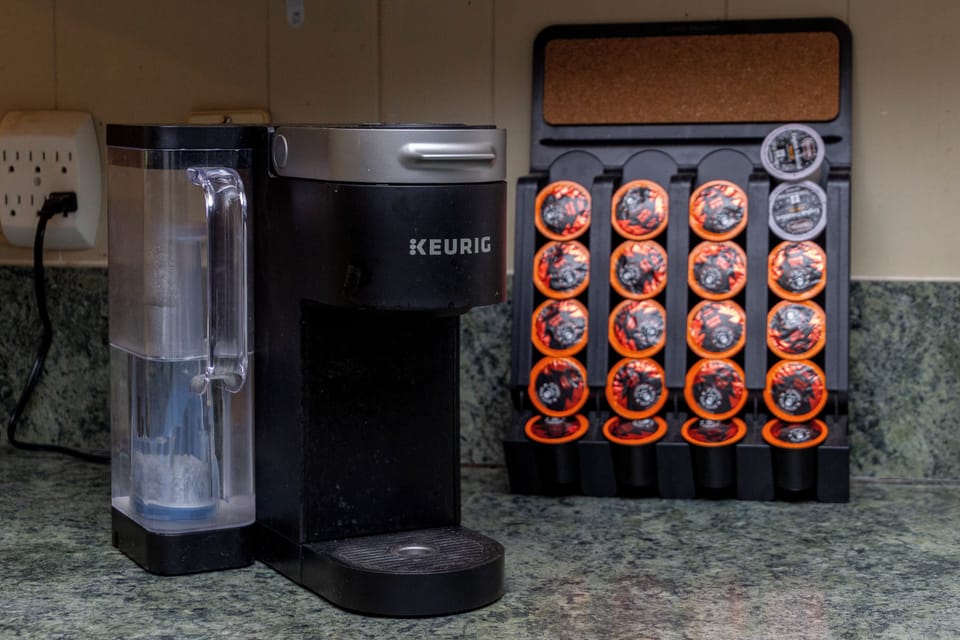 Coffee maker and coffee provided in the fully equipped kitchen. 