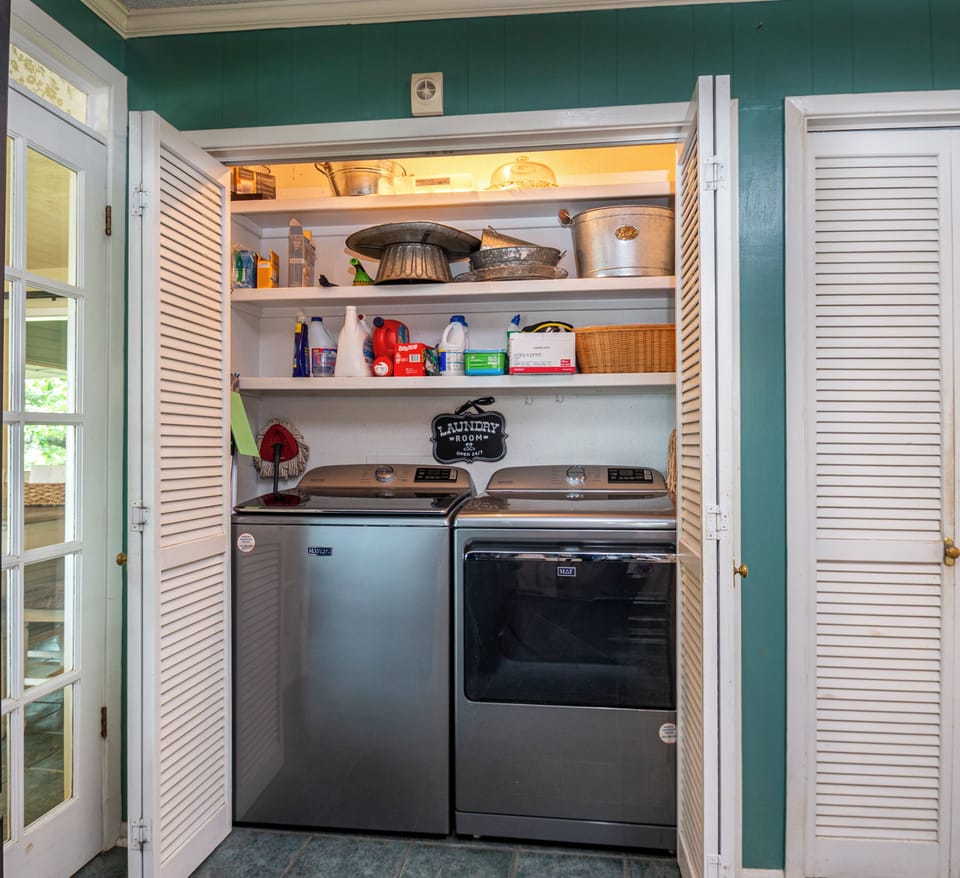 Full sized washer and dryer, detergent etc. included. 