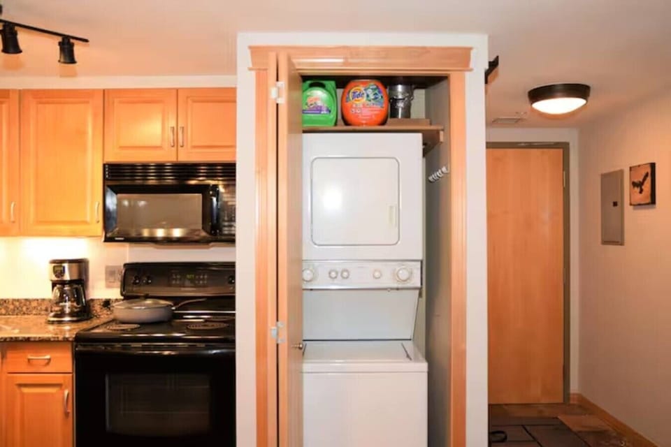 In unit washer and dryer - we provide laundry detergent and dryer sheets for your convenience
