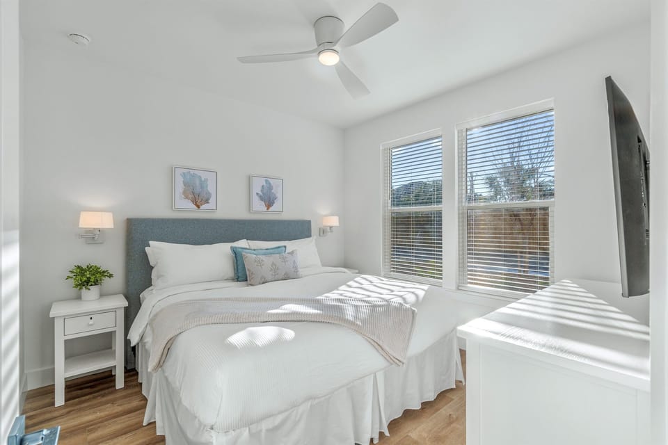 1st Floor - King suite with private ensuite bathroom featuring a spacious walk-in shower
