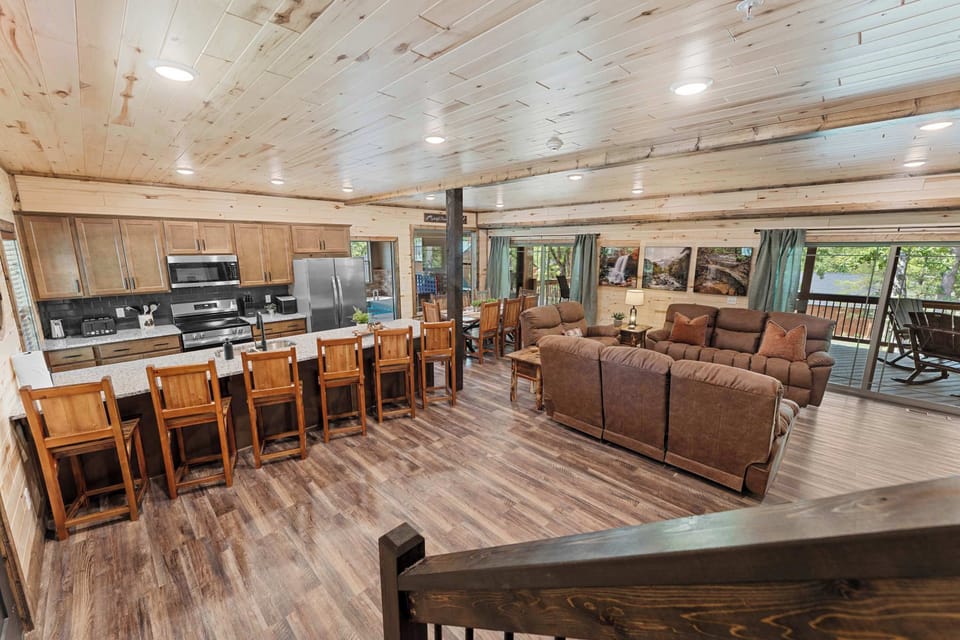 The open-concept allows everyone to enjoy the fun, whether in the kitchen or the living room!