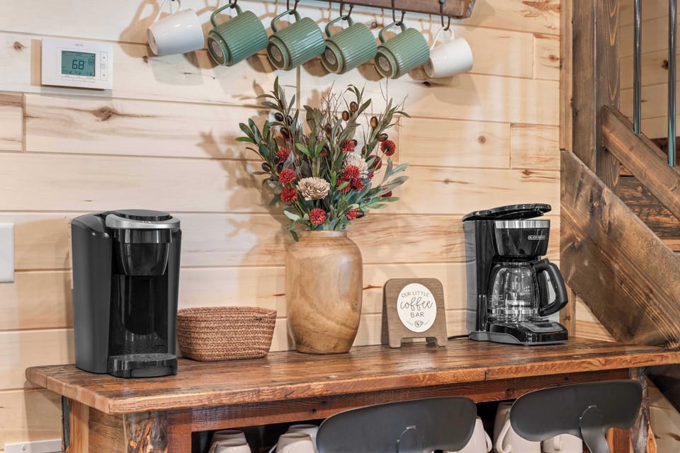 Make sure to bring your favorite coffee! Our coffee bar has a regular coffee pot and a Keurig!