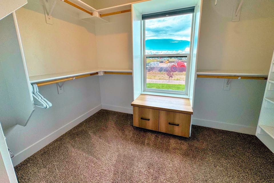 The walk-in closet — bring your ski clothes AND your summer clothes.