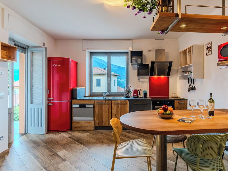 Furniture, Interior Design, Flooring, Wood, Kitchen, Floor, Ceiling, Countertop, Room, Major Appliance