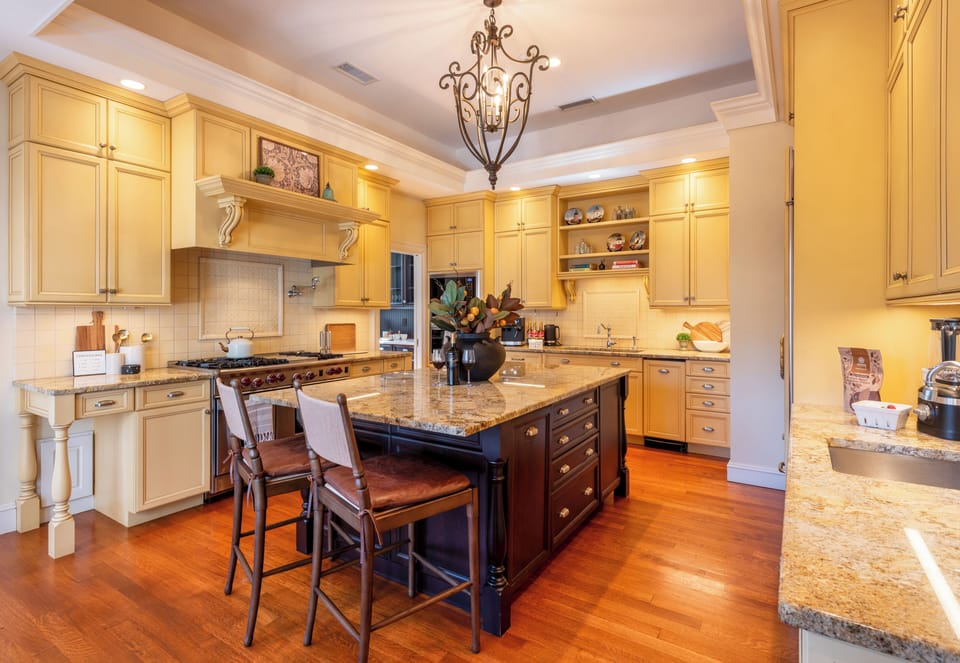 Gather at the granite island for coffee and conversation.