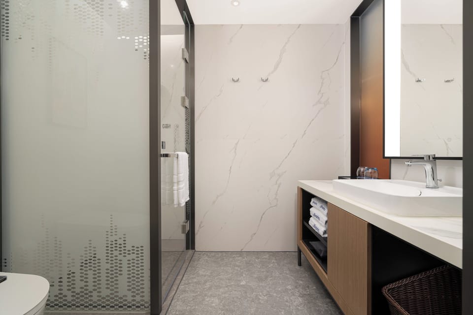 Deluxe Double Room, City View | Bathroom | Shower, hair dryer, towels, soap