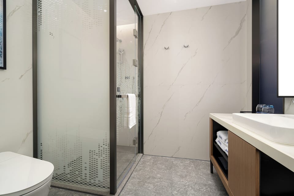 Deluxe Twin Room, City View | Bathroom | Shower, hair dryer, towels, soap