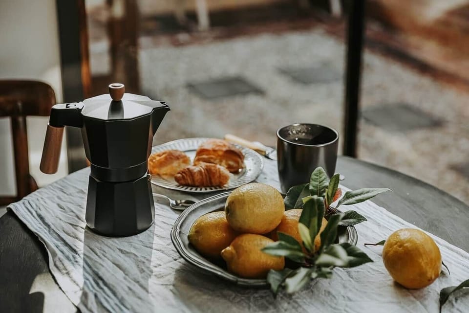 Enjoy fresh croissants and coffee in the sunny dining area.  