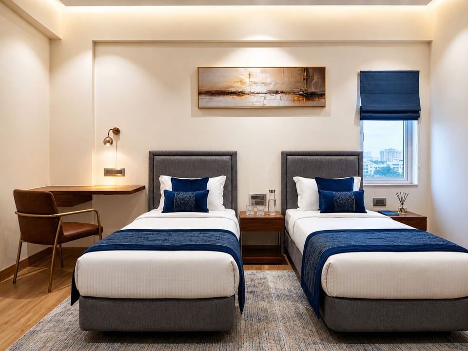 Twin Room, Balcony | In-room safe, desk, laptop workspace, blackout drapes