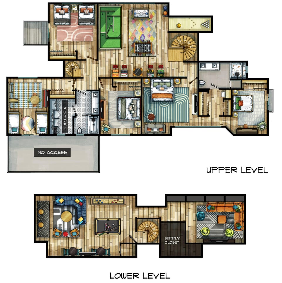 Actual floor plan and design of the home - Upper & Lower Level