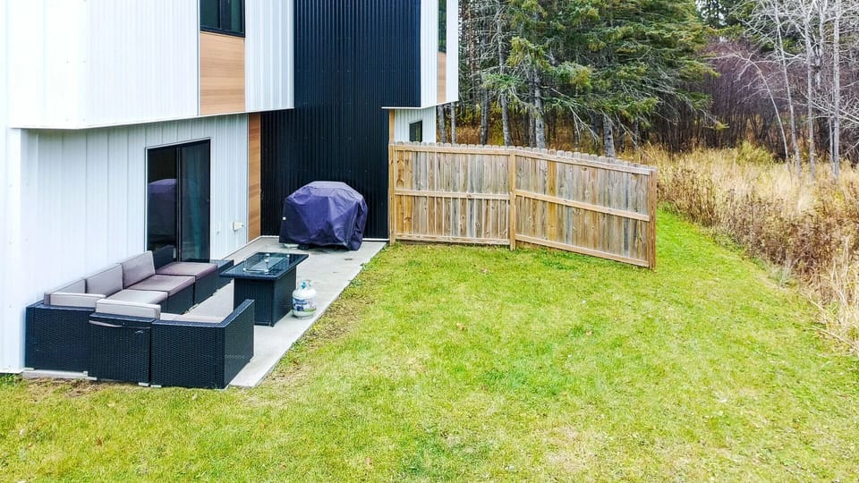 Backyard and back patio with propane grill