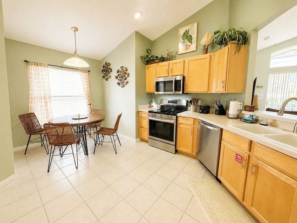 Breakfast table in kitchen