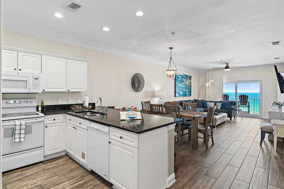 Emerald Dunes 502 - Large Kitchen, Living, and Dining Area with Gulf Views Galore!