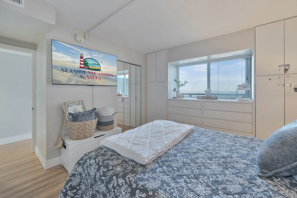 Cozy up with high-quality linens in this relaxing, thoughtfully decorated space.