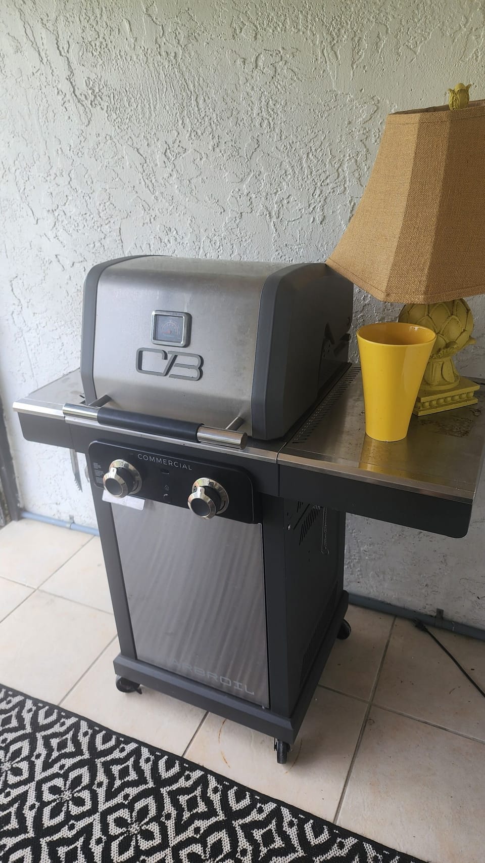 grill located inside lanai; has an interchangeable Blackstone top 