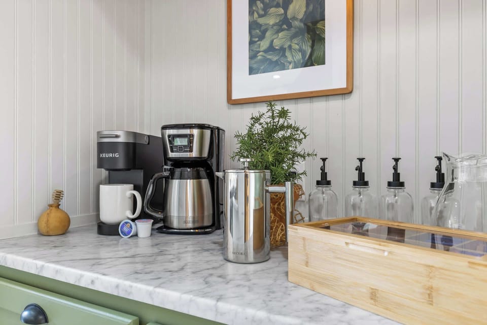 Powered by coffee and vacation vibes. Whether you're an early bird or a slow sipper, this coffee station is brewing happiness all day long.