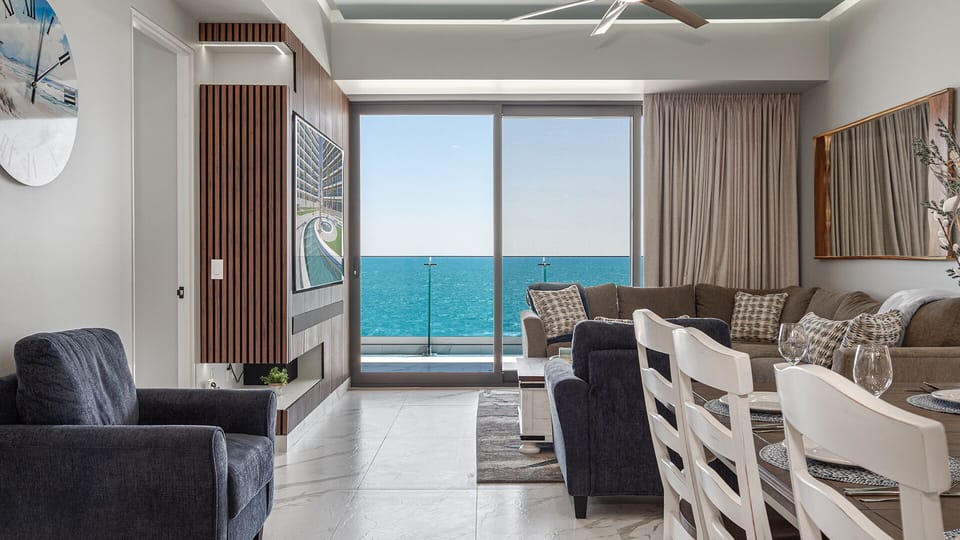 The living room with a beautiful view of the Sea of Cortez