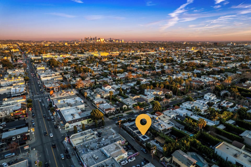 Sunset views over vibrant Central Los Angeles