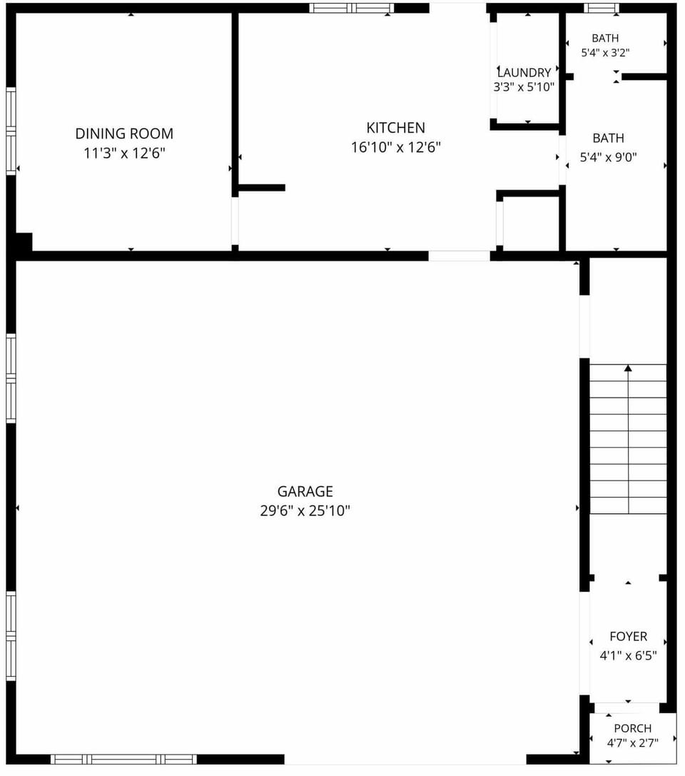 Lower level — the huge Flamingo Fun Room plus bedrooms and baths. Side A sleeps 11 on its own, or 20 when you add Side B through the upstairs adjoining door.