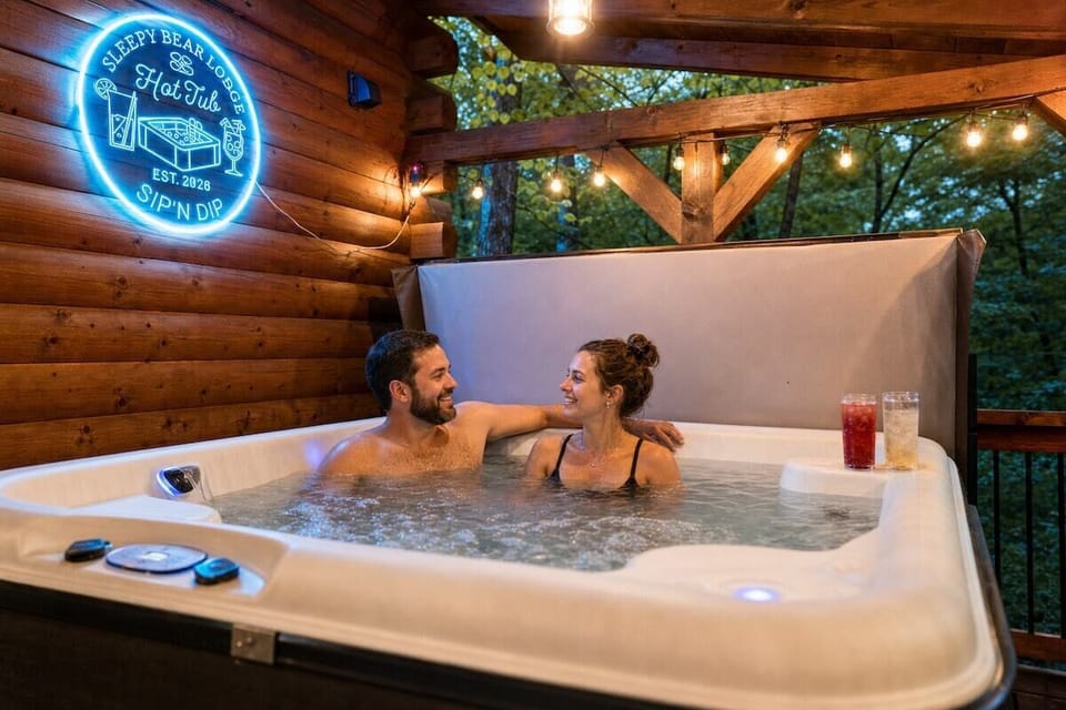 Relax after a long day in our 8 person hot tub
