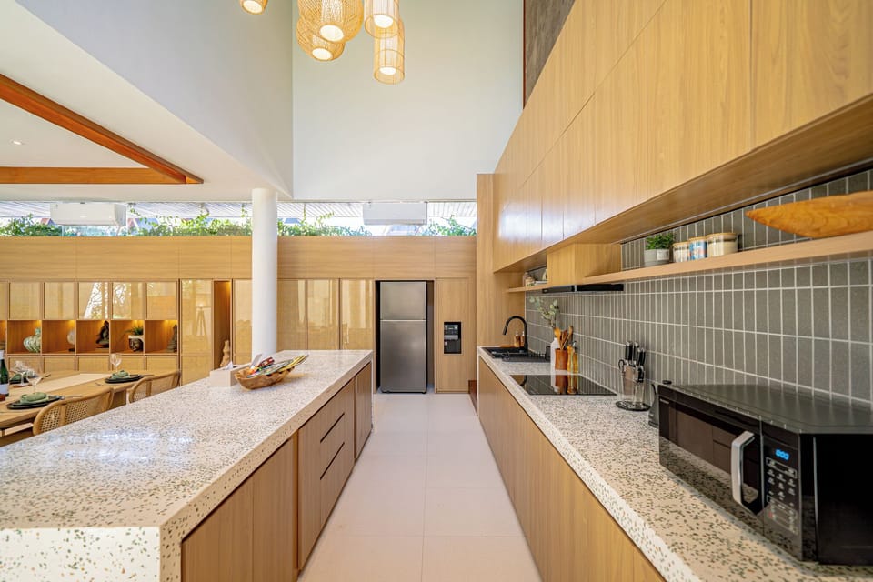 Luxury Villa, 3 Bedrooms, Patio, Pool View | Private kitchen | Fridge, microwave, stovetop, electric kettle