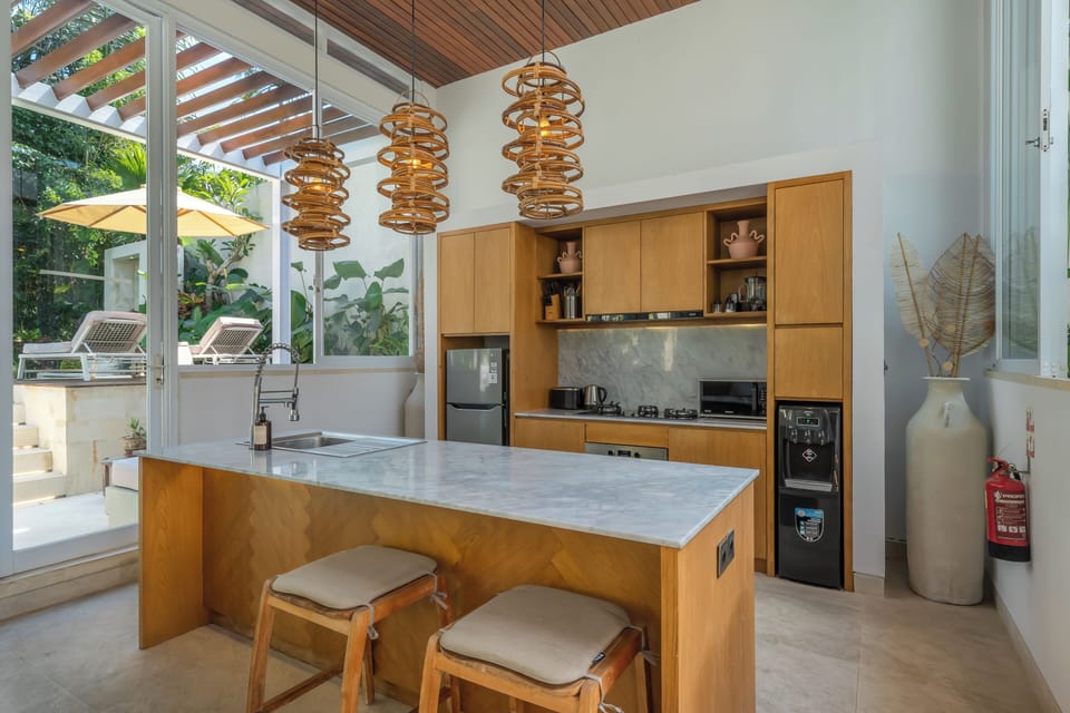 Luxury Villa, Patio, Garden View | Private kitchen | Fridge, microwave, oven, stovetop