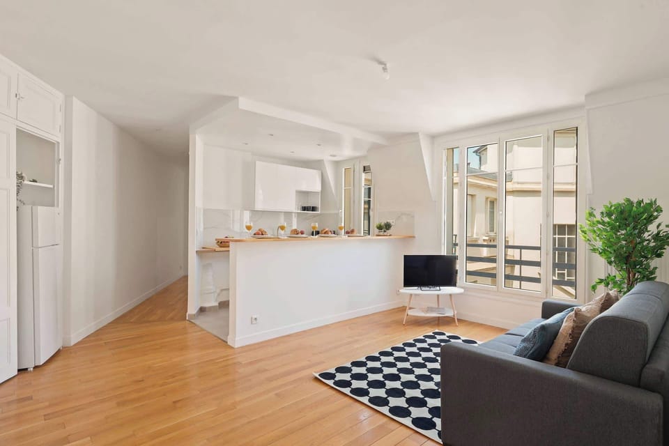 The open-plan living, kitchen and dining area