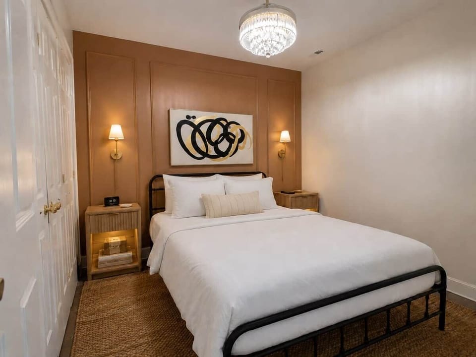 Queen bedroom in Chef’s Château Suite B in Griffin, Georgia