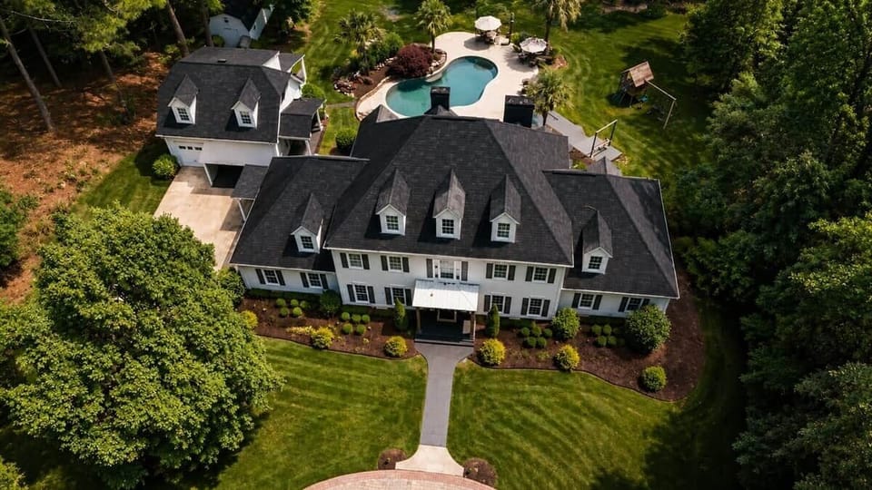 Aerial view of Chef’s Château at Pine Hill Estate in Griffin, Georgia