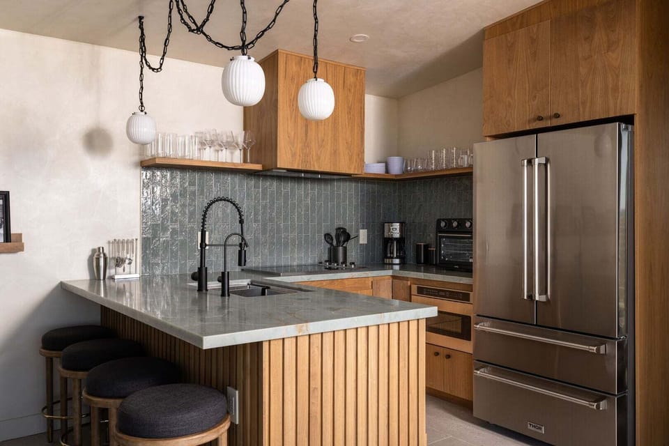 Stocked kitchen.