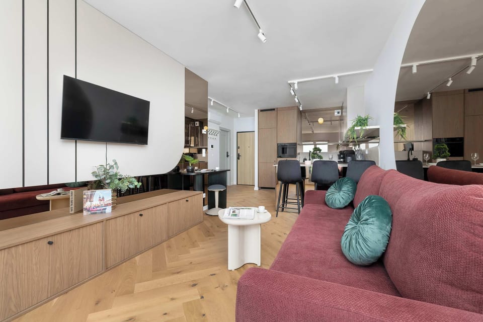 You can relax on the sofa, which can be turned into a double bed.