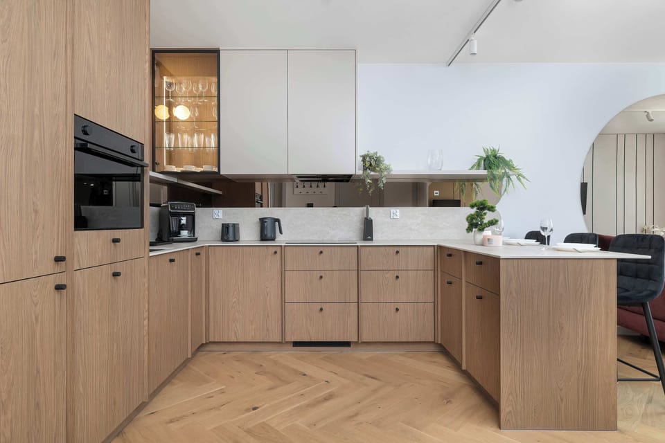 The fully equipped kitchenette includes everything you need for a home-cooked meal.