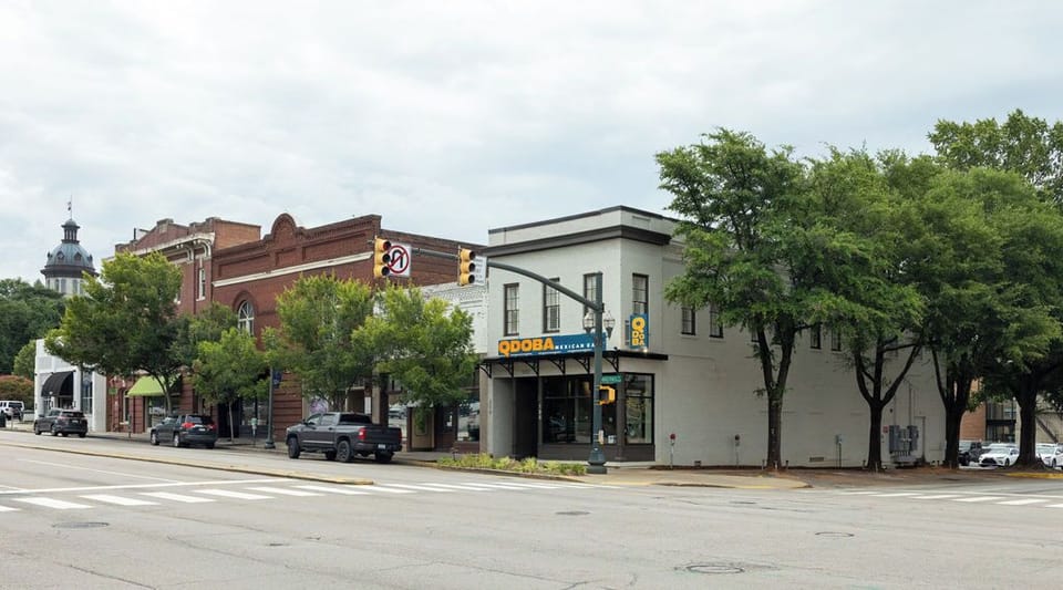 Walkable downtown corner near dining, shops, and everyday conveniences